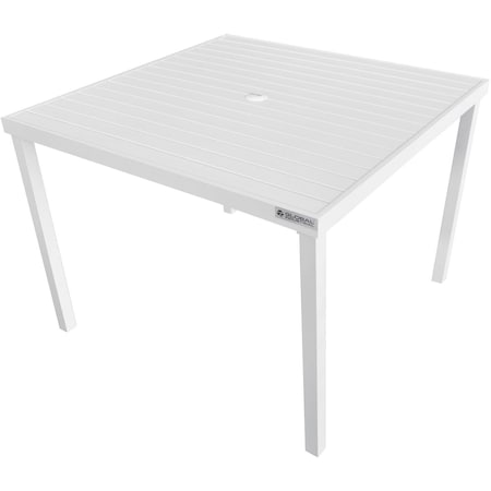 40 Square Aluminum Slatted Dining Table, White
